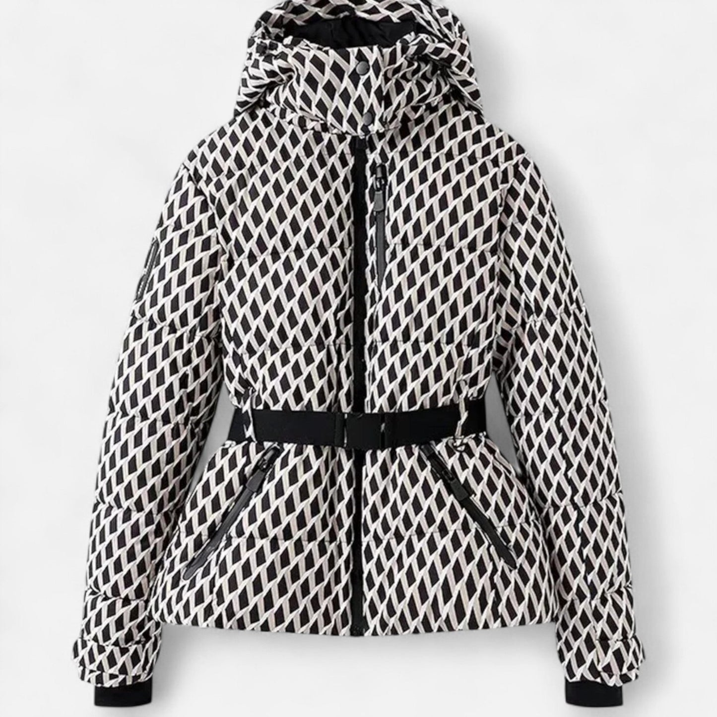 Valeria – Pikowana kurtka z kapturem i paskiem damska