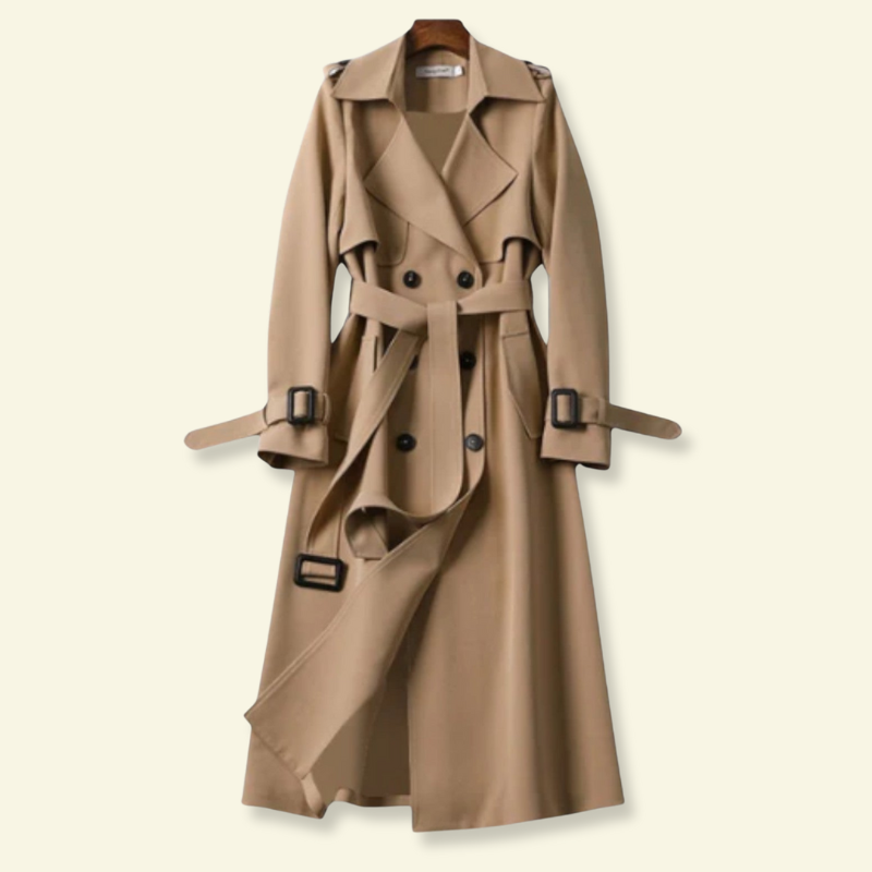 Elegancki długi trencz damski z paskiem - J&B - 1 - Nowa-aura