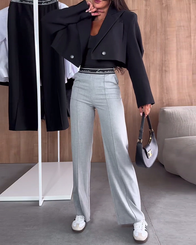 Julia – Stylish Straight Trousers with Zip Blazer - Image 1