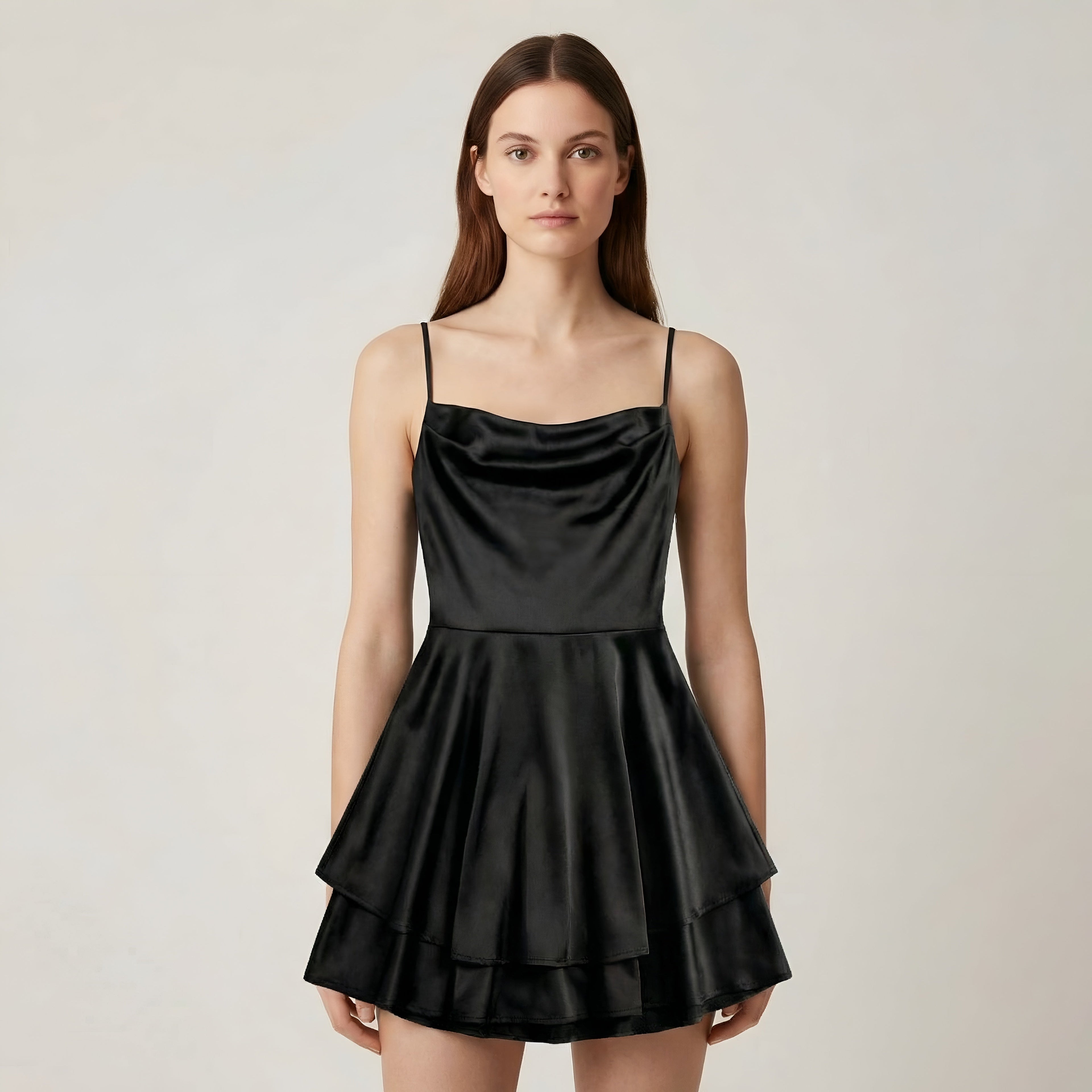 Luna – Elegant Mini satin Dress with straps for Women - Image 8
