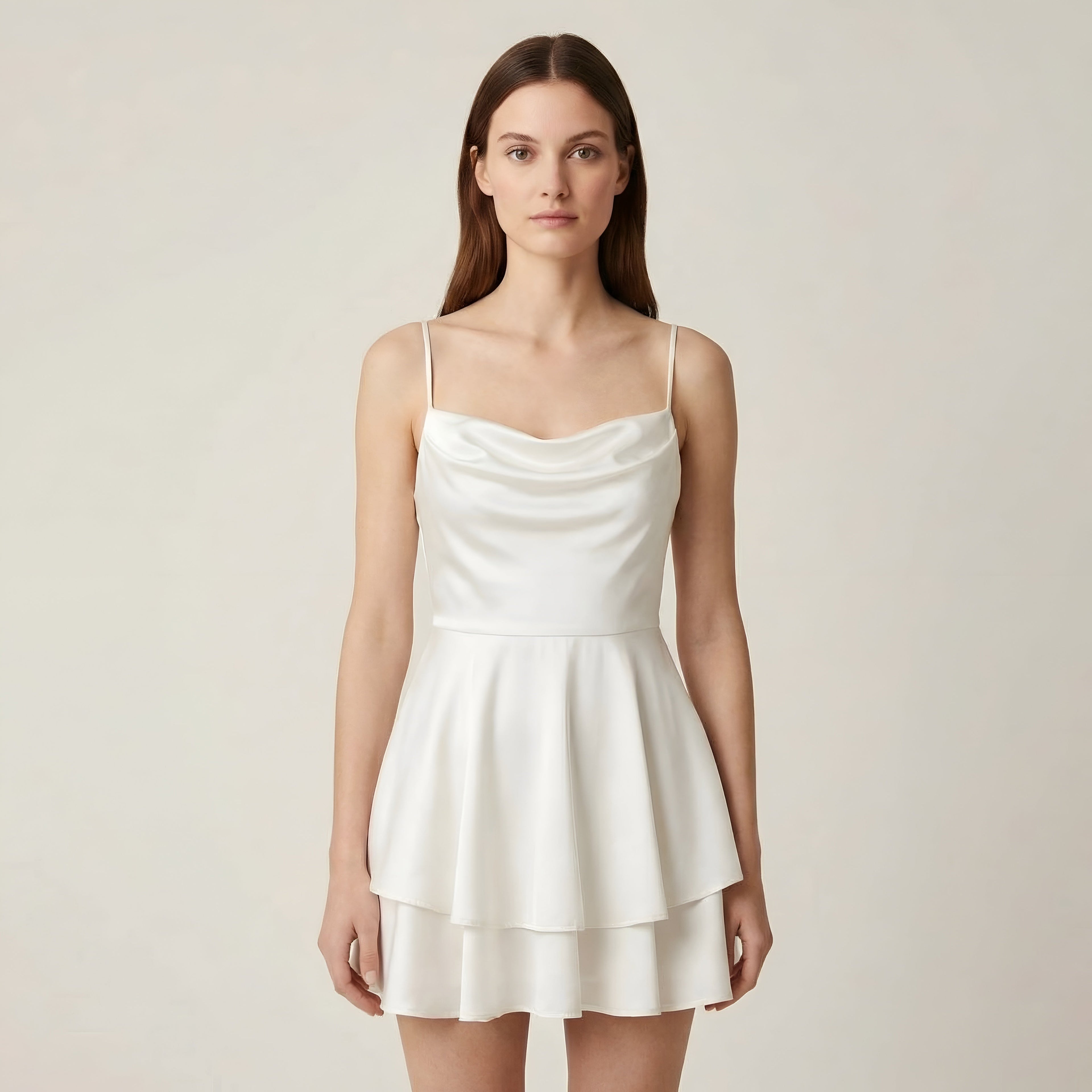 Luna – Elegant Mini satin Dress with straps for Women - Image 4
