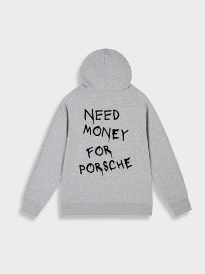 Rebel – Oversize hoodie z nadrukiem "Need Money for Porsche”