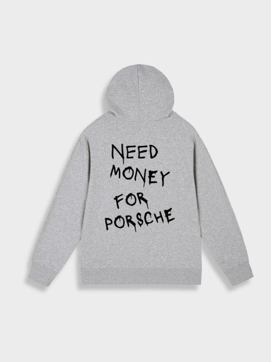 Rebel – Oversize hoodie z nadrukiem "Need Money for Porsche”