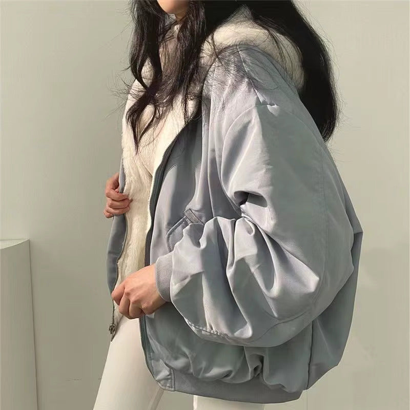 Alicja – Damska zimowa kurtka oversize z miękkim futerkowym wnętrzem