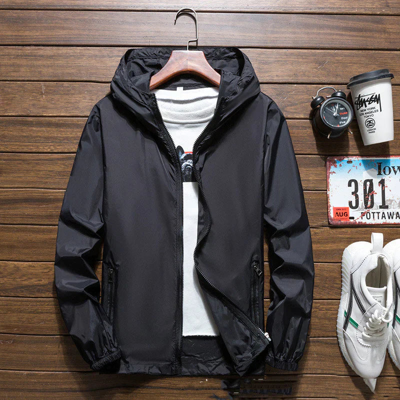 Wasserdichte Herrenjacke mit Kapuze, ideal für regnerisches Wetter und Outdoor-Aktivitäten