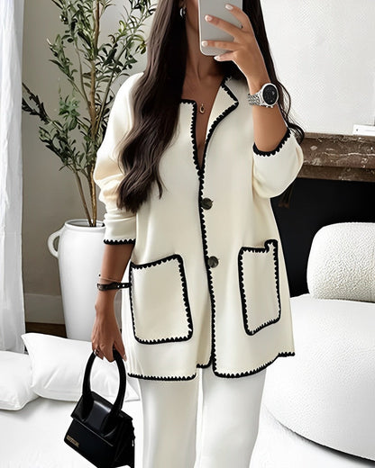 Verona – Komplet damski elegancki żakiet ze spodniami casual