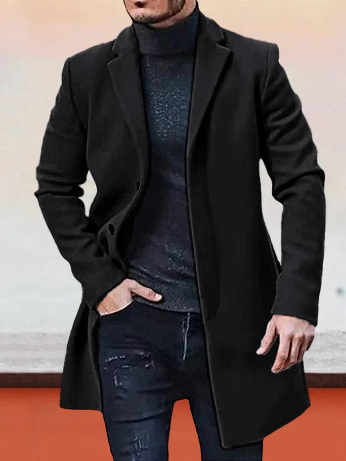 Męski płaszcz o eleganckim kroju z klapami | N&W - 1 - Nowa-aura