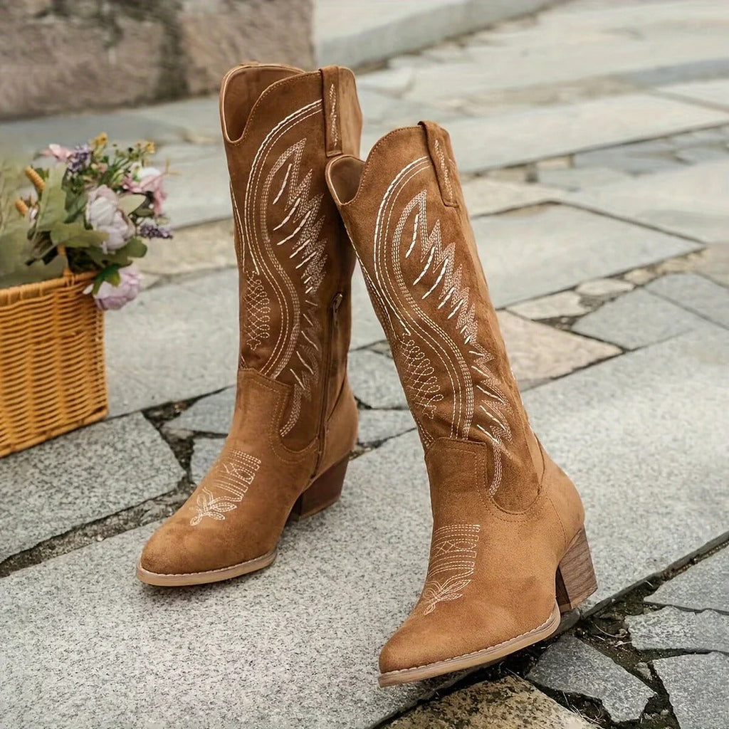 Stylowe damskie buty westernowe z haftami | N&W - 3 - Nowa-aura