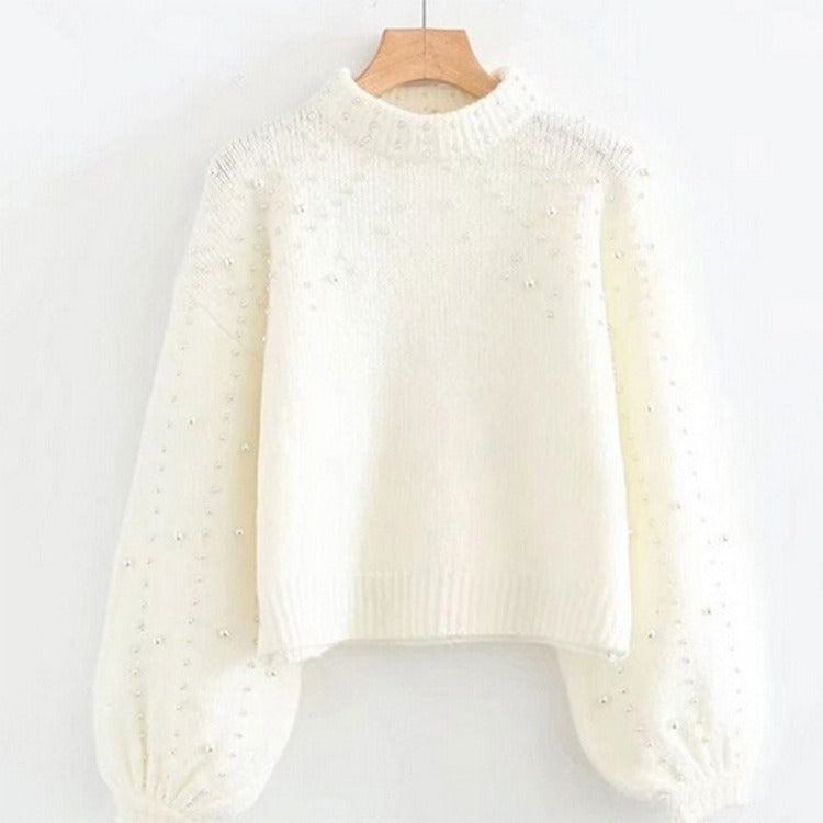 Lieselotte – Elegancki sweter damski z perłowymi akcentami