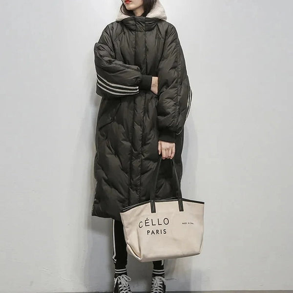 Puffer Jacket Women's Longline with Hood and Side Pockets - Image 9