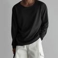 Longsleeve męski czarny luźny z okrągłym dekoltem