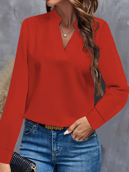 Anna – Damska bluzka z długim rękawem i dekoltem V