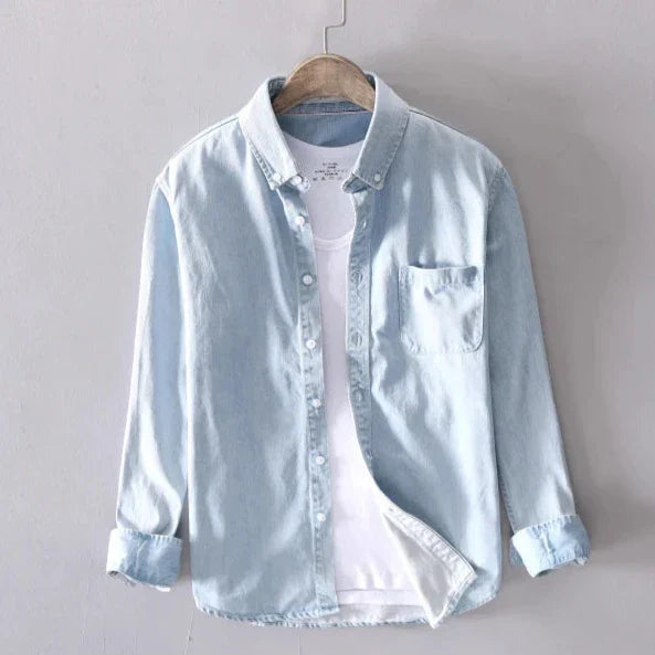 Jacek – Męska koszula jeansowa z długim rękawem