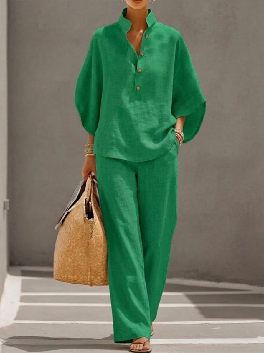 Doreen – Women 2 Piece Batwing Top Wide Leg Pants Set  - Image 3