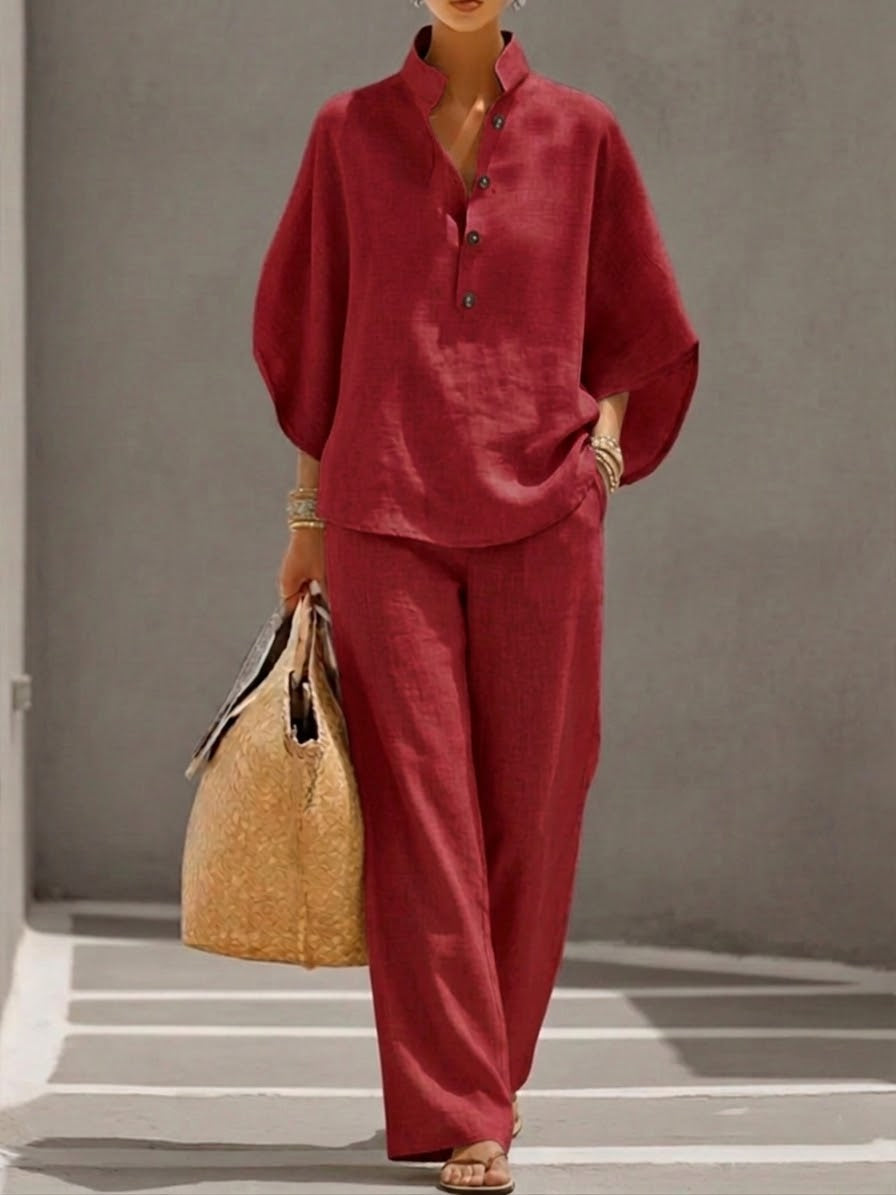 Doreen – Women 2 Piece Batwing Top Wide Leg Pants Set  - Image 6