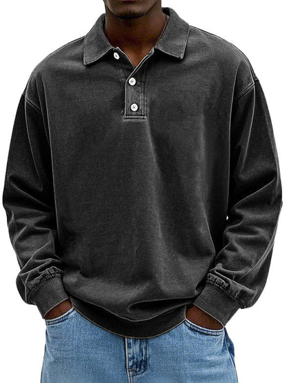 Ethan - Męska bluza polo casual z kołnierzykiem