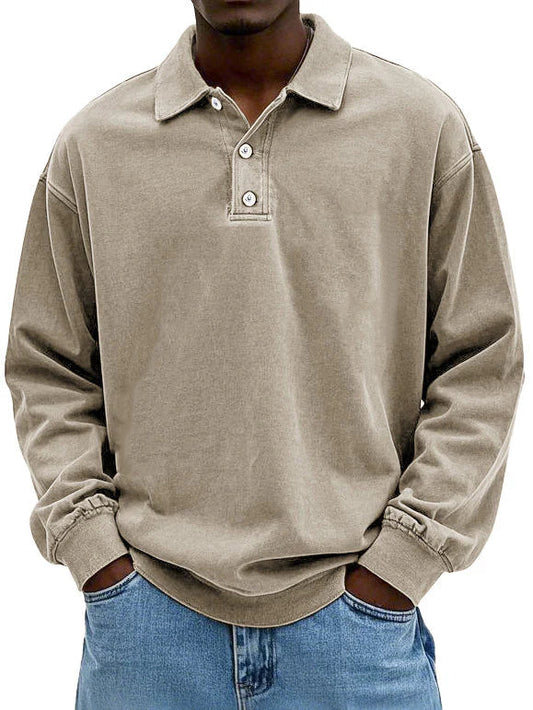 Ethan - Męska bluza polo casual z kołnierzykiem
