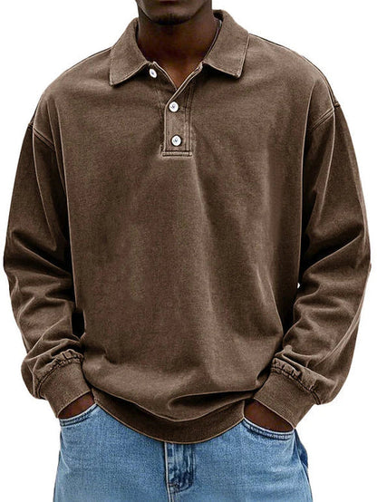 Ethan - Męska bluza polo casual z kołnierzykiem