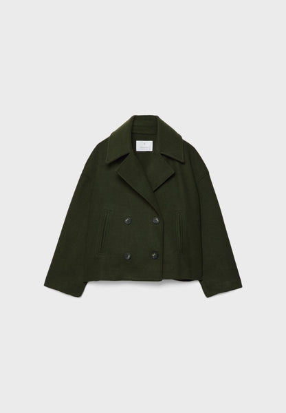 Zofia – Krótki Wełniany Płaszcz Damski Oversize