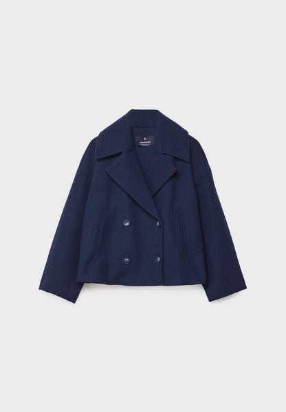 Zofia – Krótki Wełniany Płaszcz Damski Oversize
