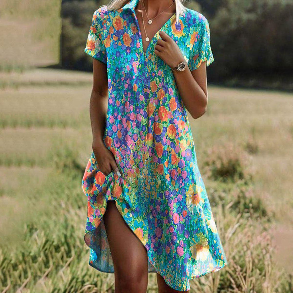 Ines – Floral Short Sleeve Dress - Image 1