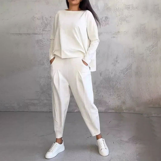 Elena – Damski zestaw casual z luźną bluzą i spodniami z kieszeniami