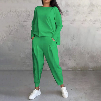 Elena – Damski zestaw casual z luźną bluzą i spodniami z kieszeniami