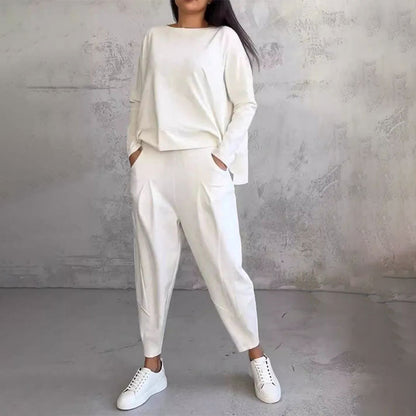Elena – Damski zestaw casual z luźną bluzą i spodniami z kieszeniami