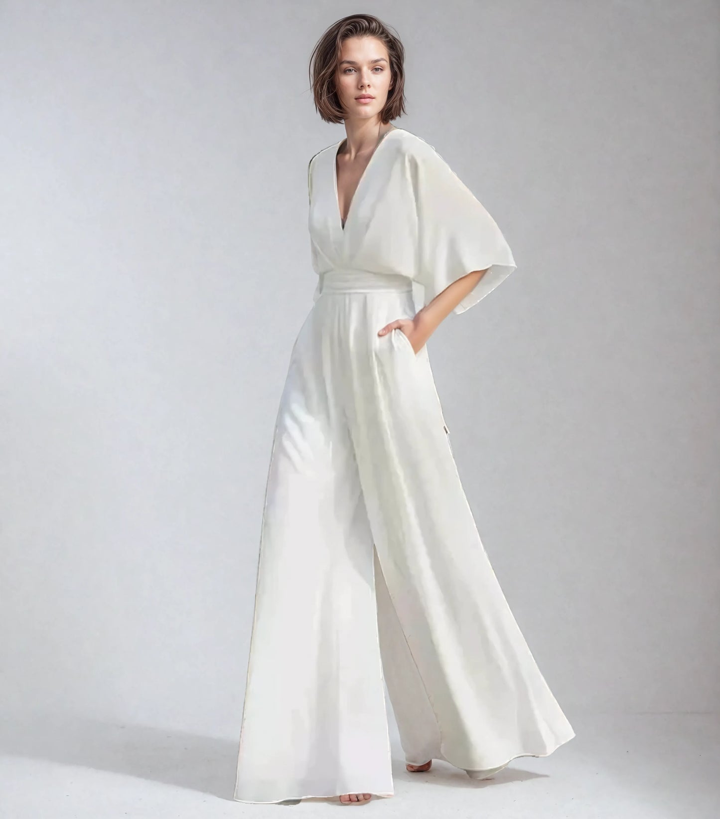 Julia – Elegancki damski kombinezon z szerokimi nogawkami