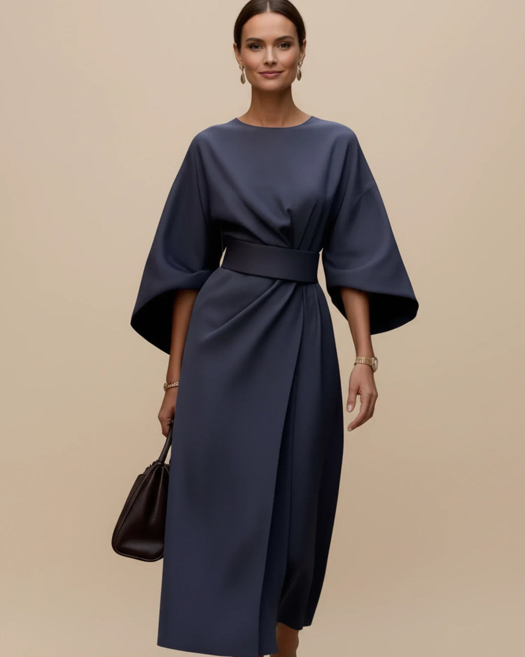Sophie – Women's Elegant Belted Dress with Lantern Sleeves - Image 7