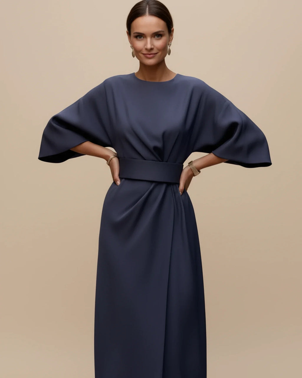 Sophie – Women's Elegant Belted Dress with Lantern Sleeves - Image 8
