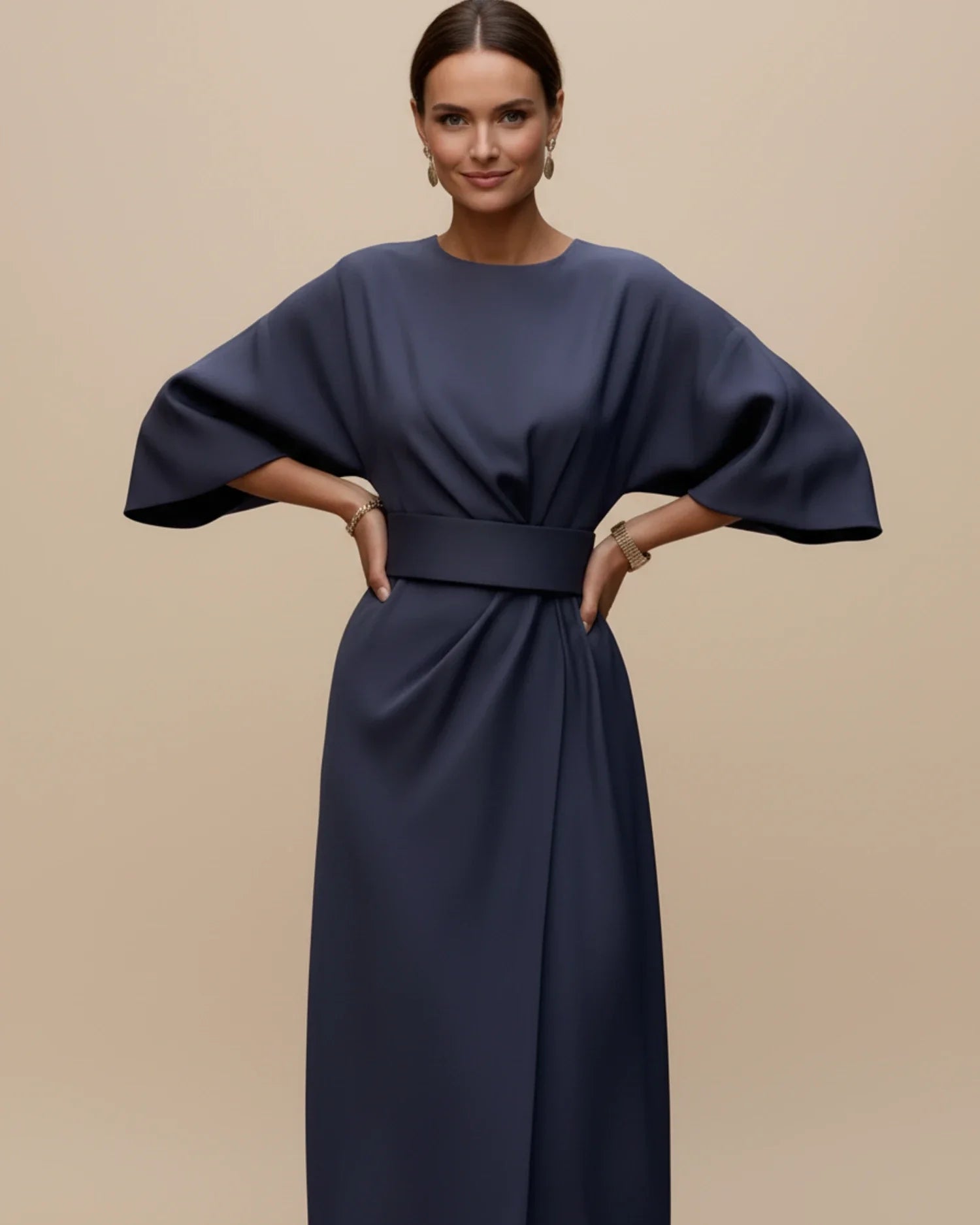 Sophie – Women's Elegant Belted Dress with Lantern Sleeves - Image 8
