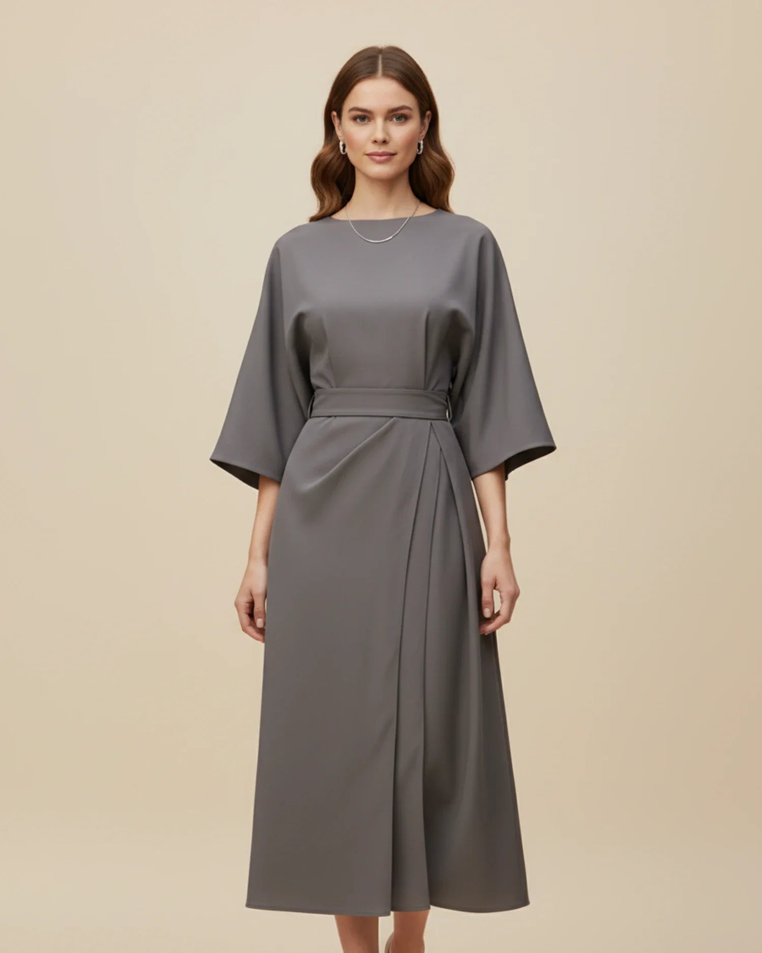 Sophie – Women's Elegant Belted Dress with Lantern Sleeves - Image 13