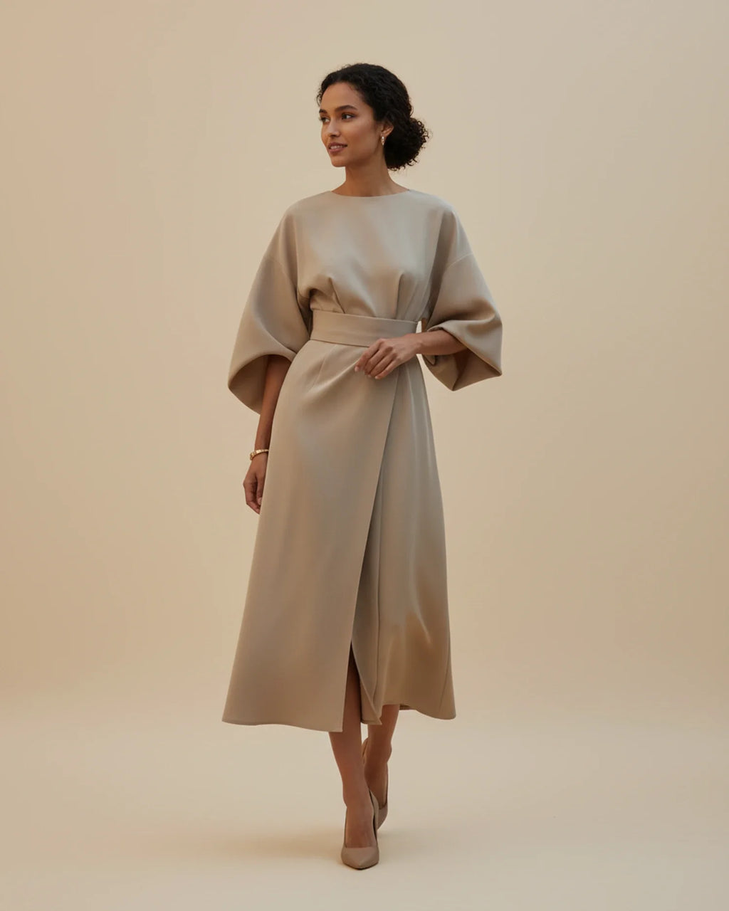Sophie – Women's Elegant Belted Dress with Lantern Sleeves - Image 12