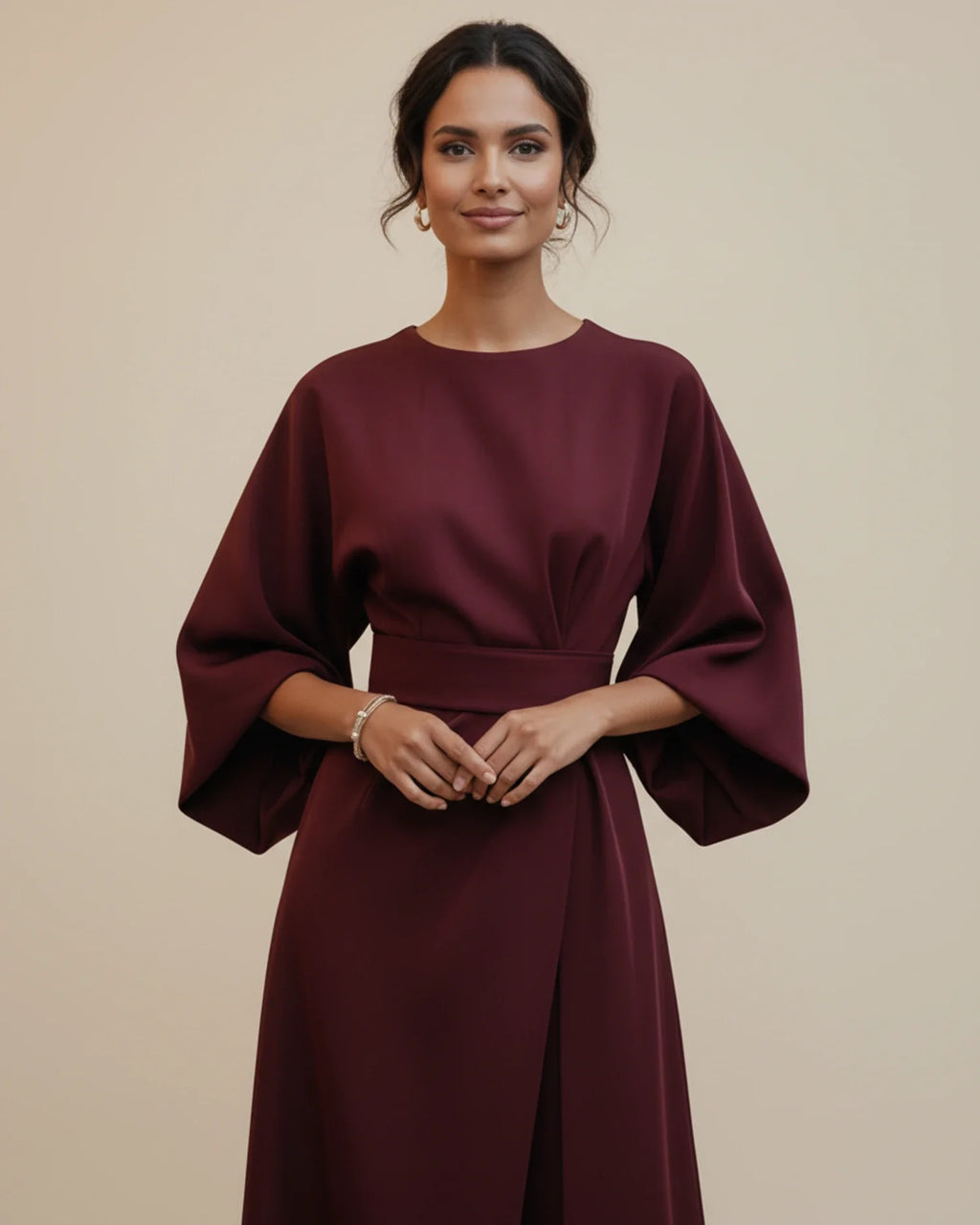 Sophie – Women's Elegant Belted Dress with Lantern Sleeves - Image 20