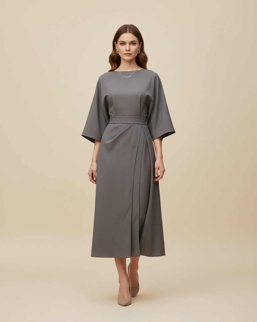 Sophie – Women's Elegant Belted Dress with Lantern Sleeves - Image 15