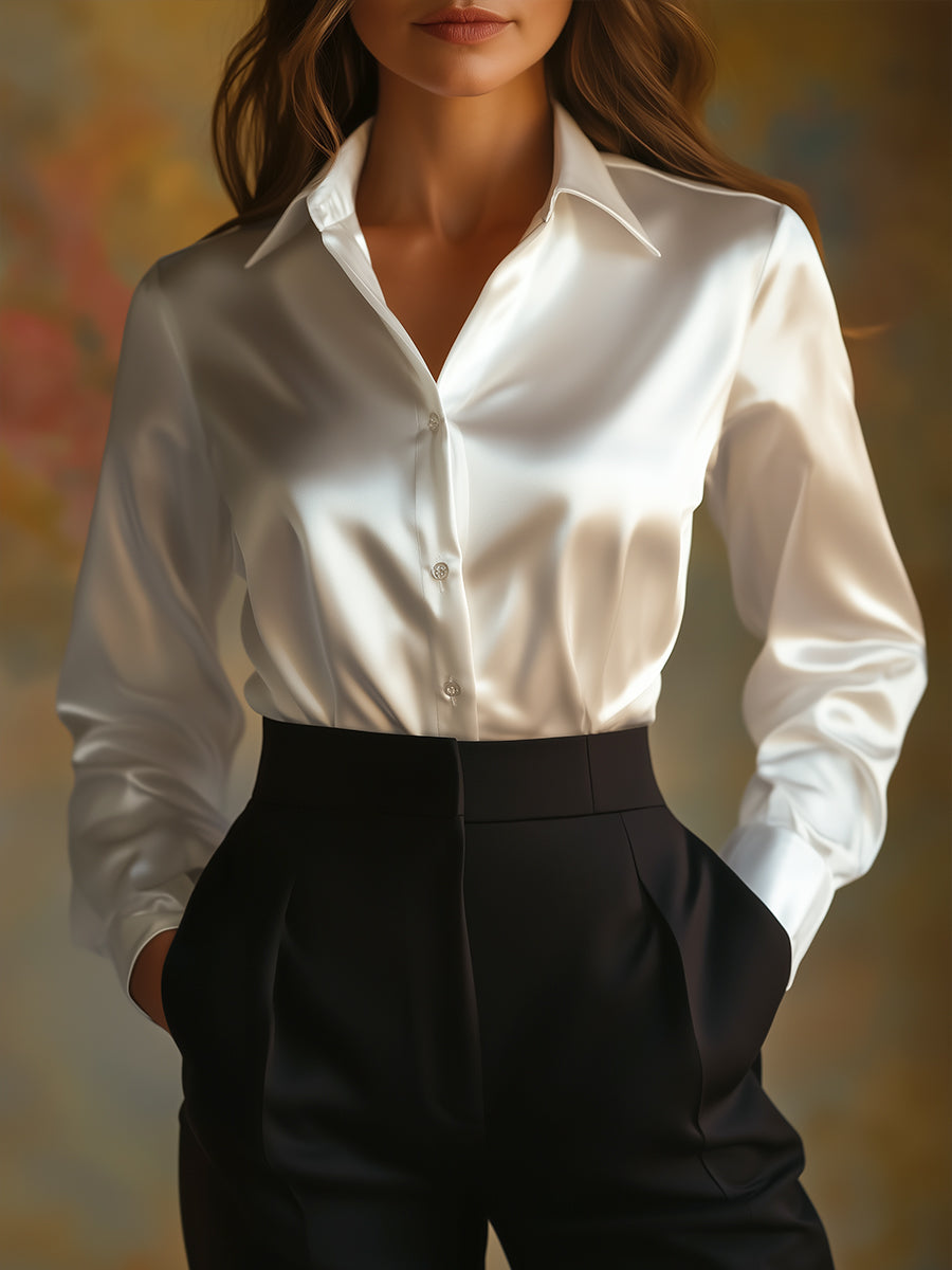 Vanessa – Elegancka satynowa bluzka dla kobiet